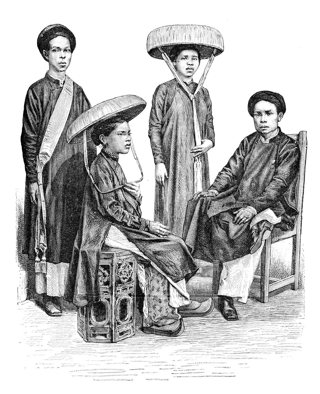 Chefs et femmes annamites, Vietnam, 1895 - Unbekannt