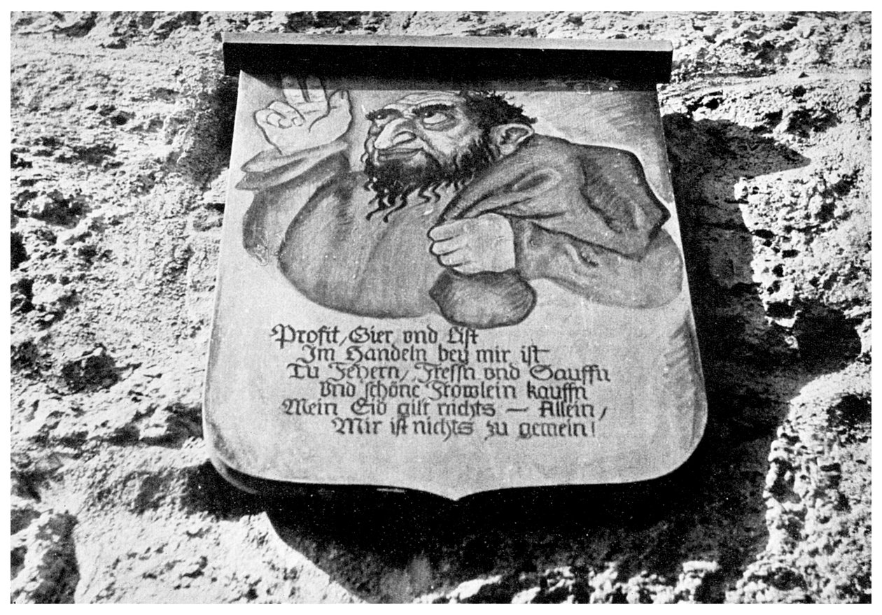 Antisémitisme : inscription médiévale sur le mur de la ville, Rothenburg, Allemagne, 1956 - Unbekannt