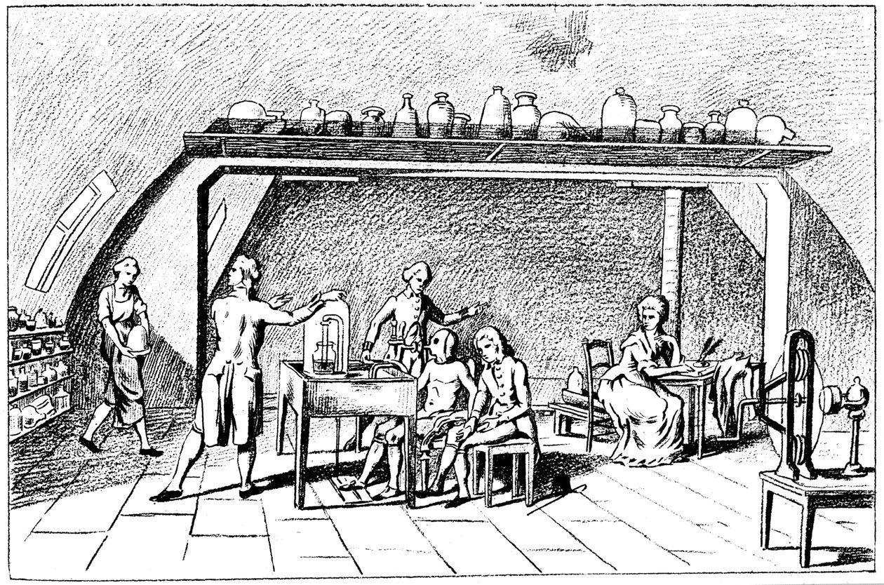 Antoine Laurent Lavoisier, chimiste français du 18ème siècle, investiguant la respiration - Unbekannt