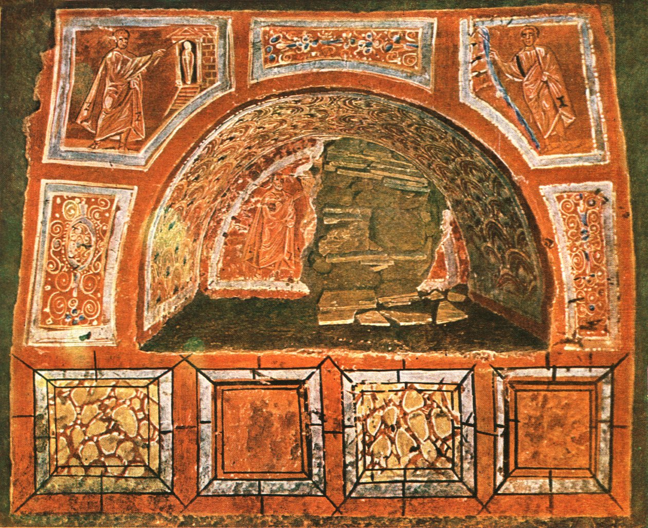 Arcosolium dans la catacombe de Domitilla sur la Via Ardeatina, Rome, Italie, 1928 - Unbekannt