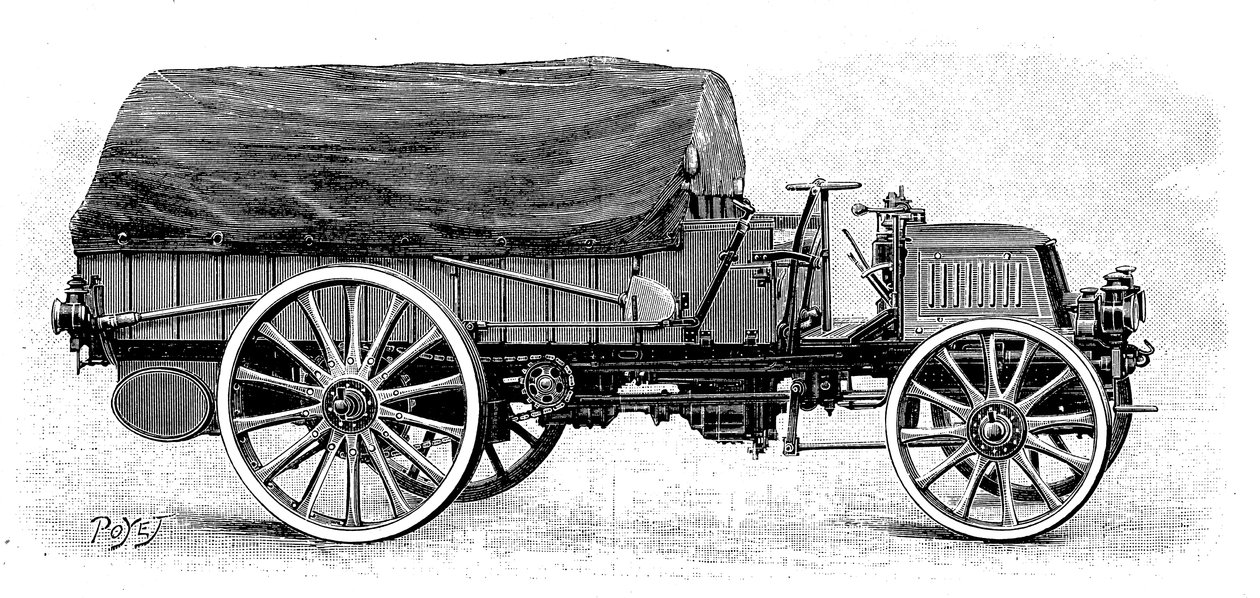 Camion militaire par Daimler, avec moteur 4 cylindres 12 ch, 1904 - Unbekannt