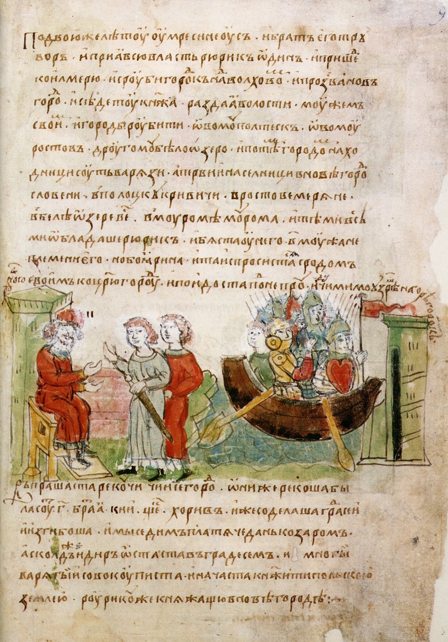 Askold et Dir demandés par Rurik pour aller à Constantinople du Chronique de Radziwill, 15ème siècle - Unbekannt