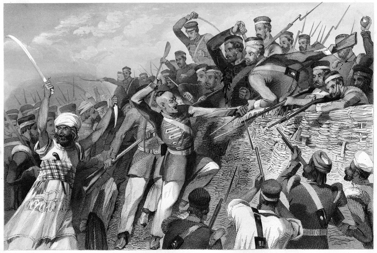 Attaque des mutins sur la batterie de Redan à Lucknow, 30 juillet 1857, vers 1860 - Unbekannt