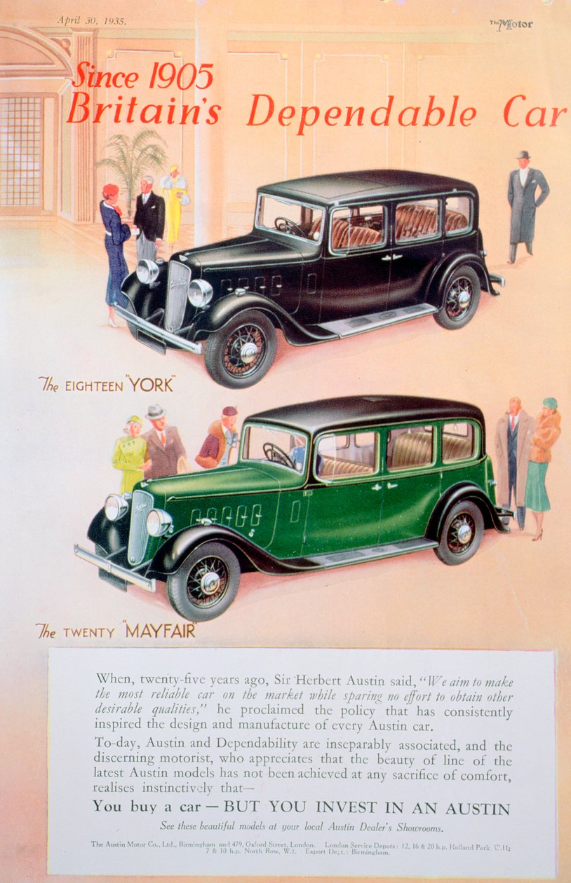 Publicité pour voiture Austin, 1935 - Unbekannt