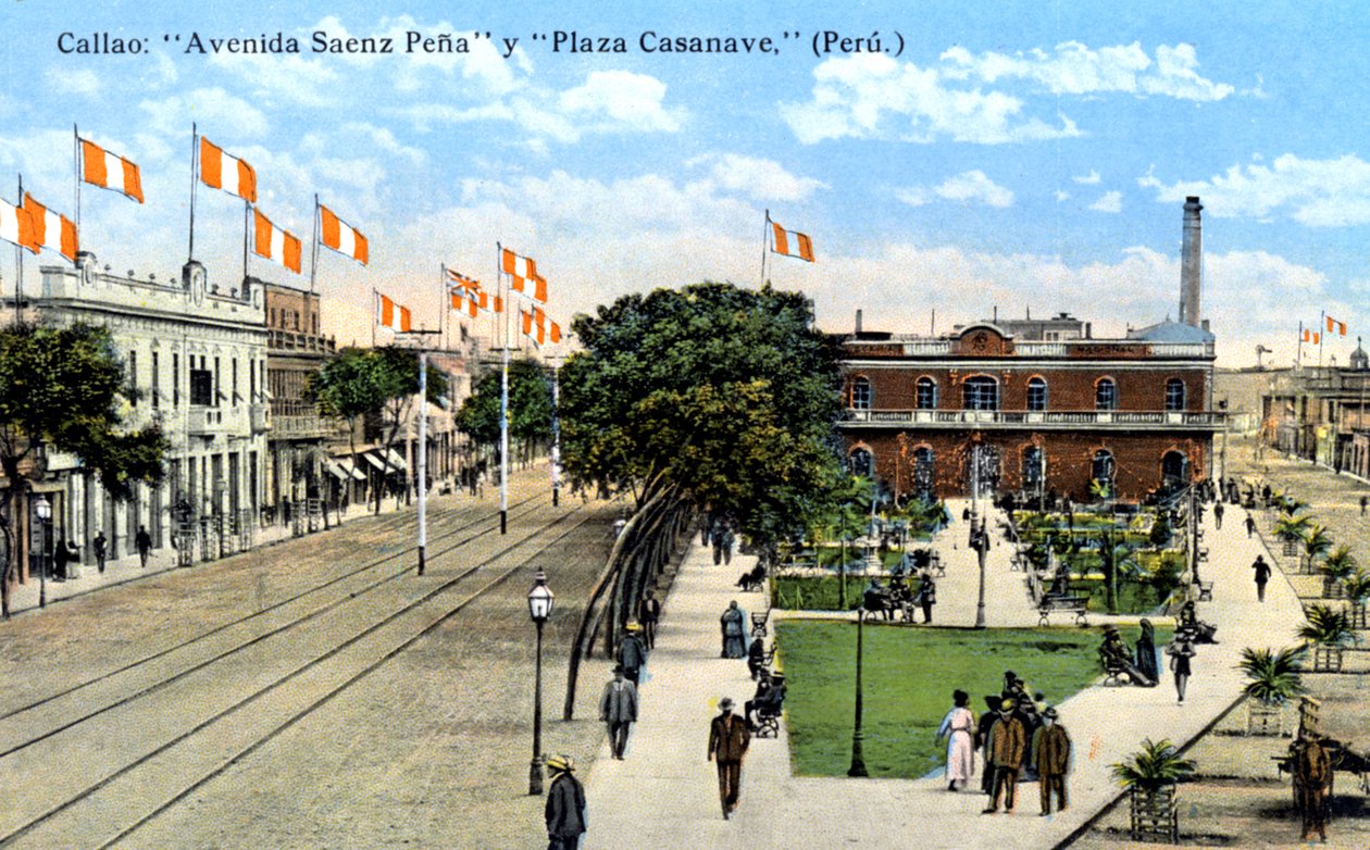Avenida Saenz Pena et Plaza Casanave, Callao, Pérou, vers 1900 - Unbekannt