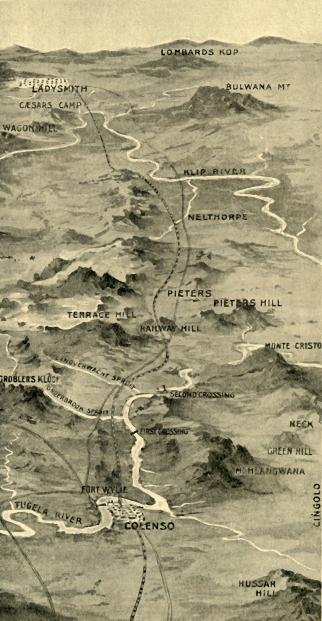 Carte en ballon illustrant la bataille de Pieters et le secours de Ladysmith, 1900 - Unbekannt