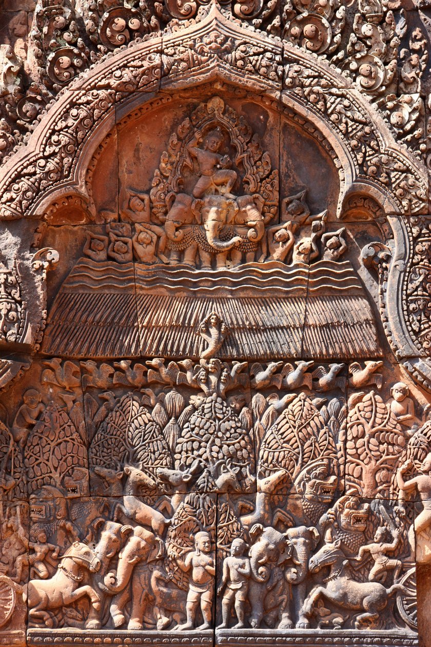 Temple de Banteay Srei à Angkor au Cambodge. Finement sculpté. Siem Reap, Cambodge - Unbekannt