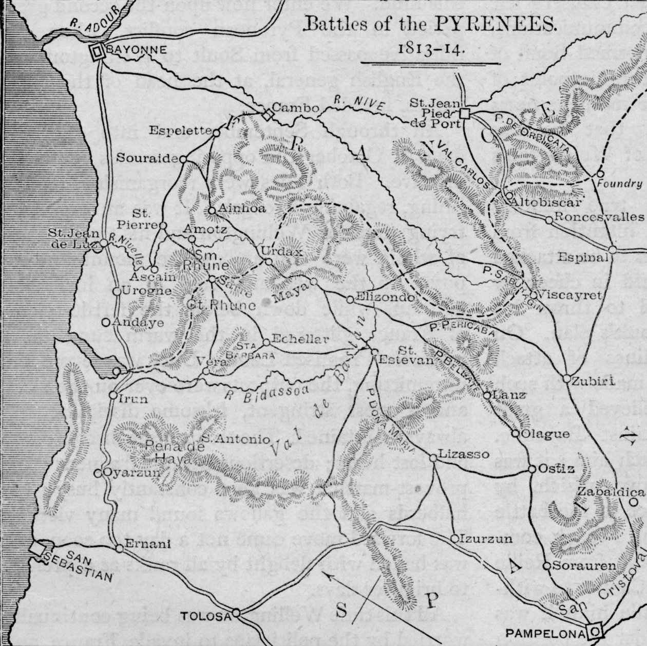 Batailles des Pyrénées : Carte esquisse, 1902 - Unbekannt