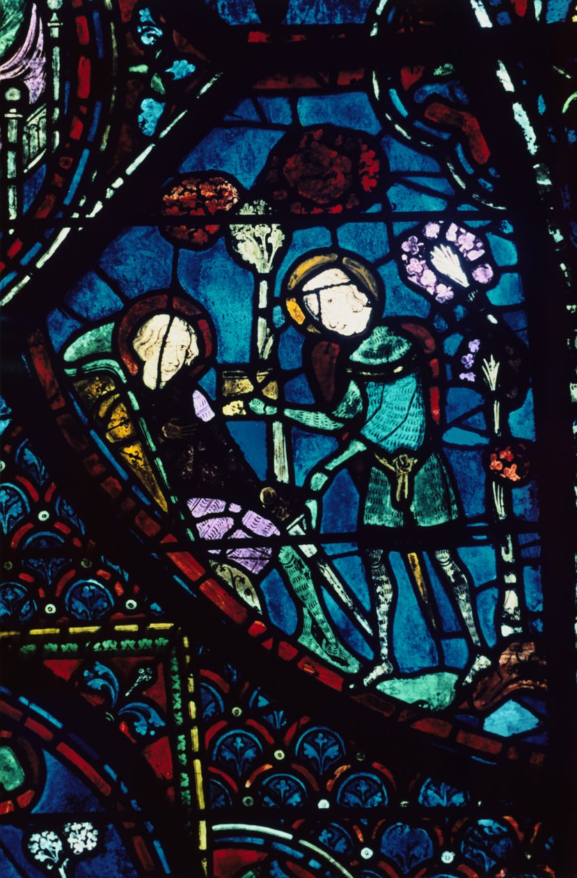 Baudoin soigne le mourant Roland, vitrail, Cathédrale de Chartres, France, 1194-1260 - Unbekannt