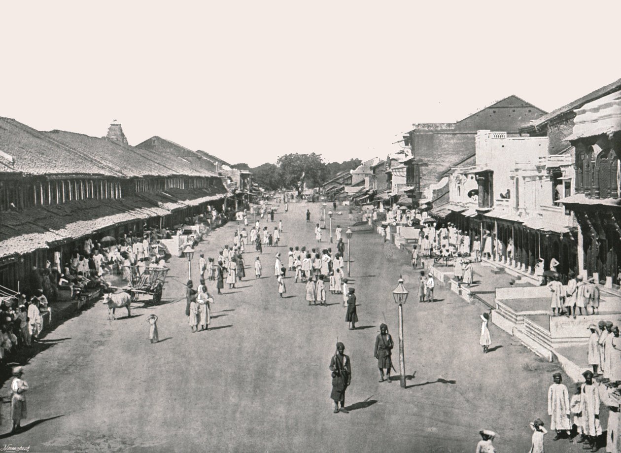 Scène de bazar, quartier indigène, Calcutta, Inde, 1895 - Unbekannt