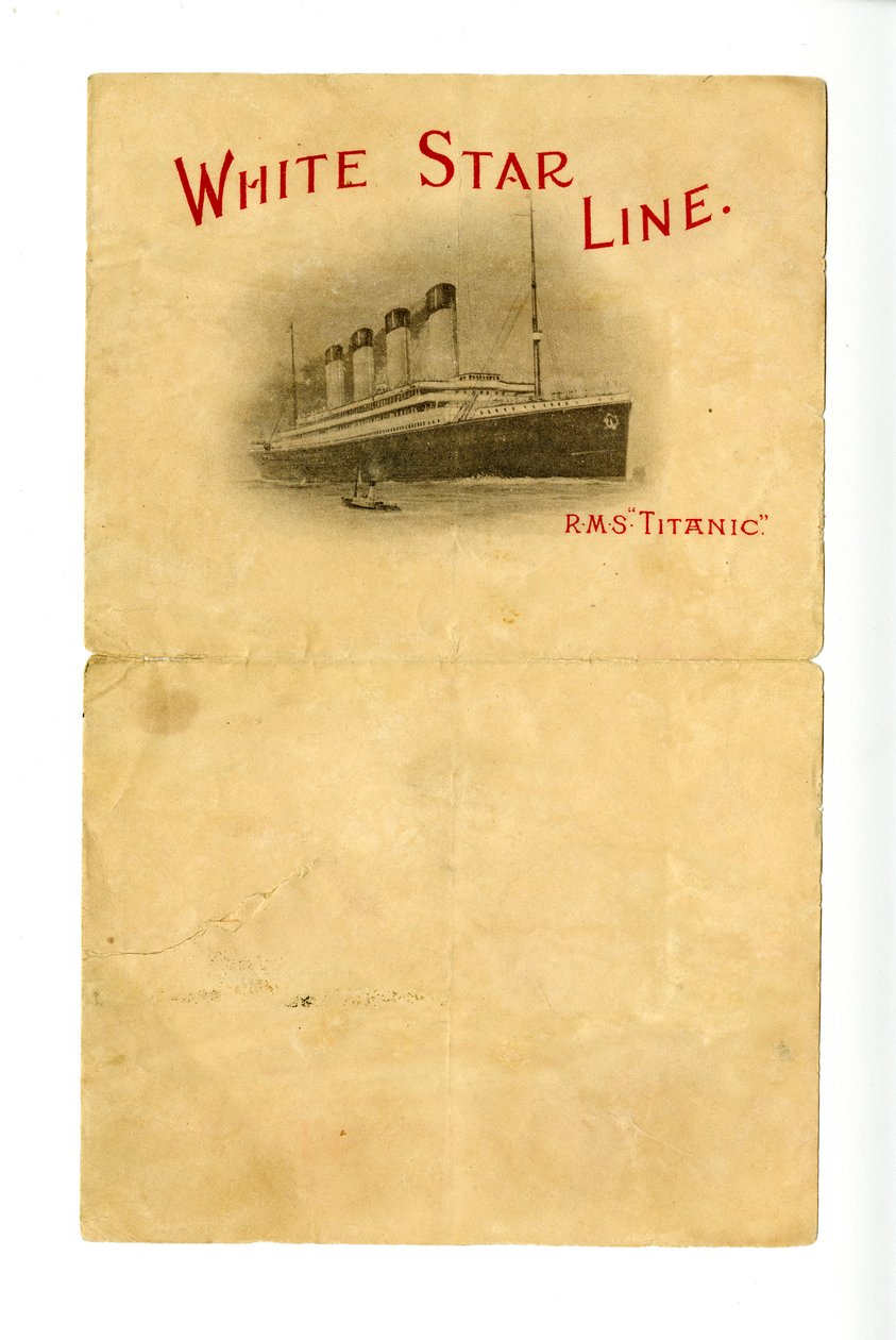 Papeterie vierge du R.M.S Titanic [donnée aux Hurds par un survivant inconnu], vers 1912 - Unbekannt