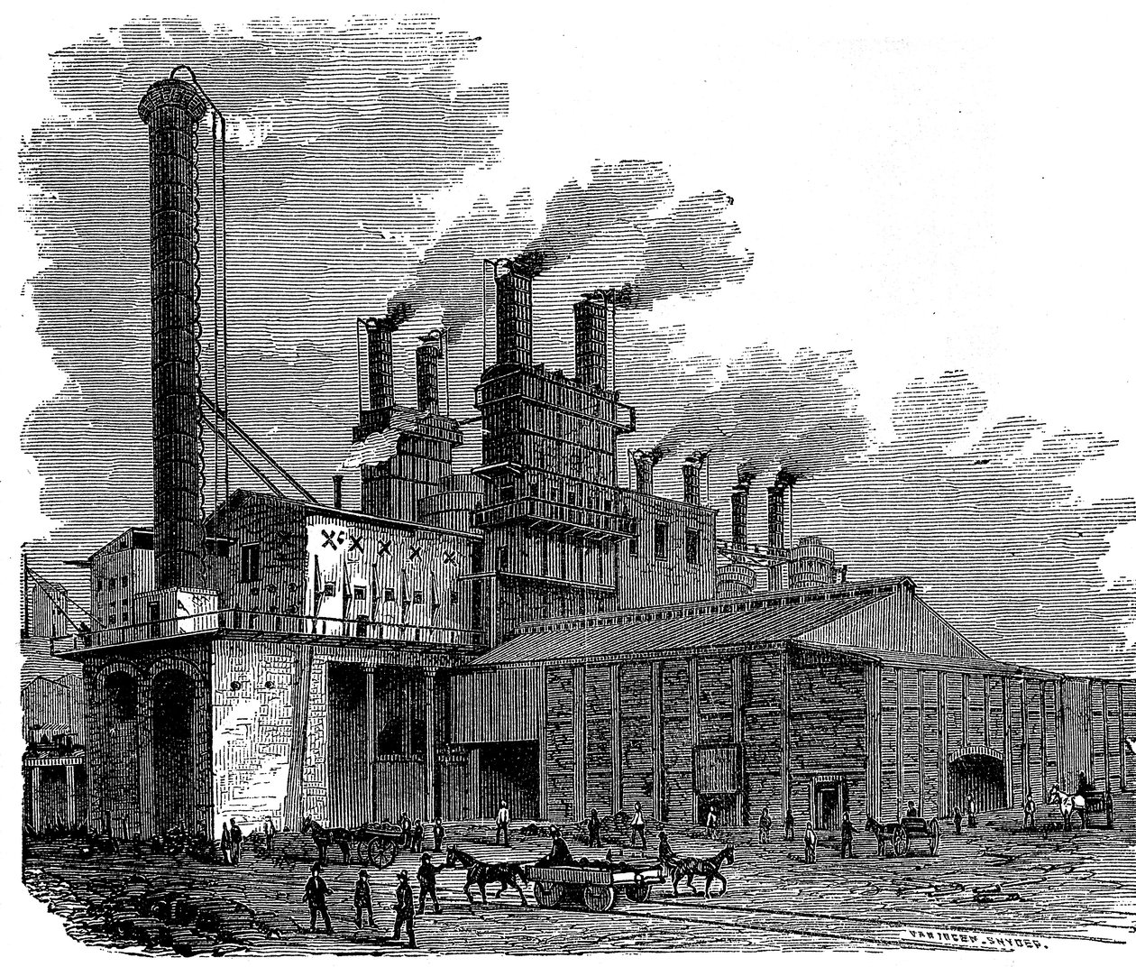 Hauts fourneaux aux Phoenix Iron and Bridge Works, Phoenixville, Pennsylvanie, USA, 1873 - Unbekannt