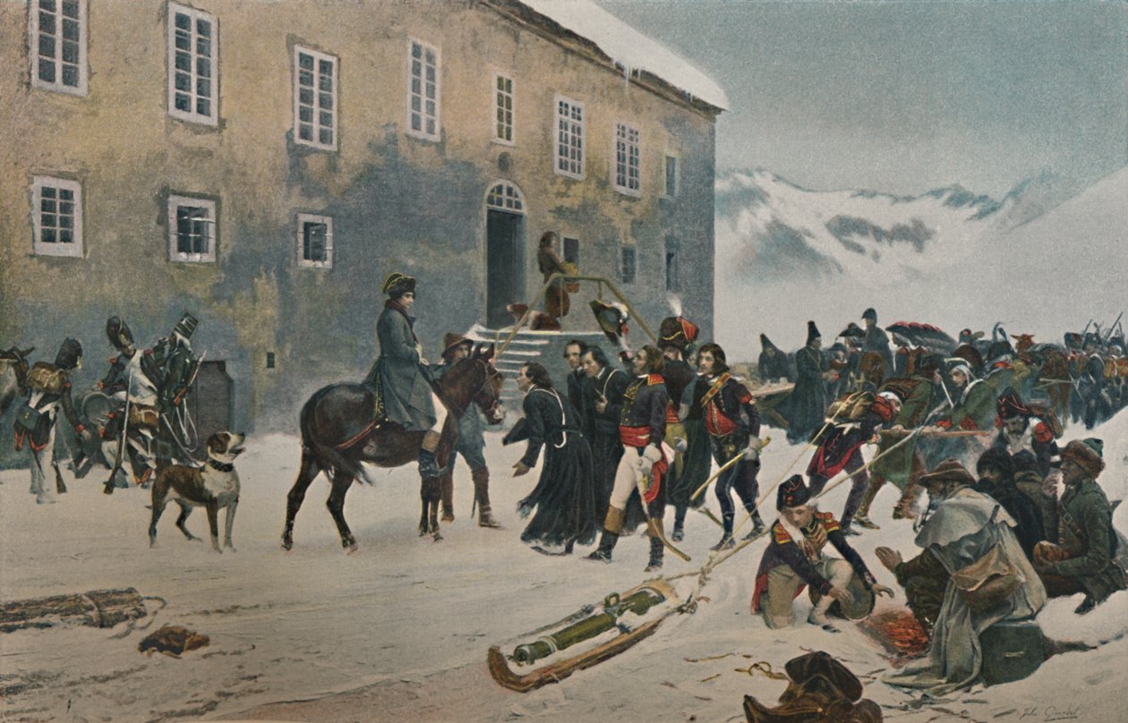 Bonaparte reçu par les moines du mont Saint-Bernard. Passage des Alpes, mai 1800 - Unbekannt