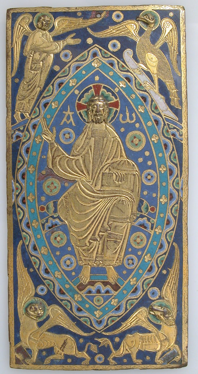 Plaque de couverture de livre avec Christ en majesté, français, vers 1200 - Unbekannt