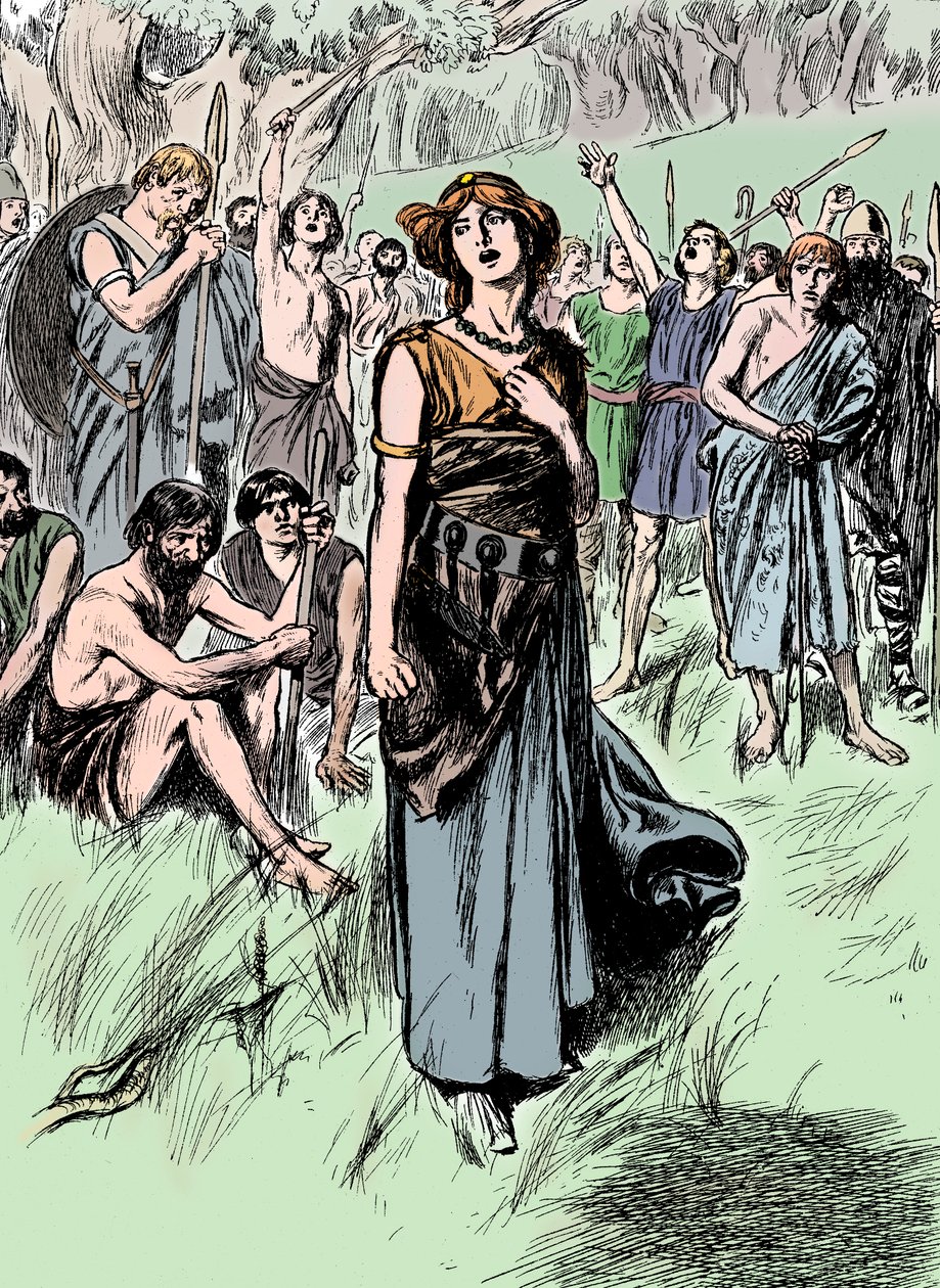 Boudicca Boadicée, reine britannique des Iceni du 1er siècle, ralliant ses troupes, c1900 - Unbekannt