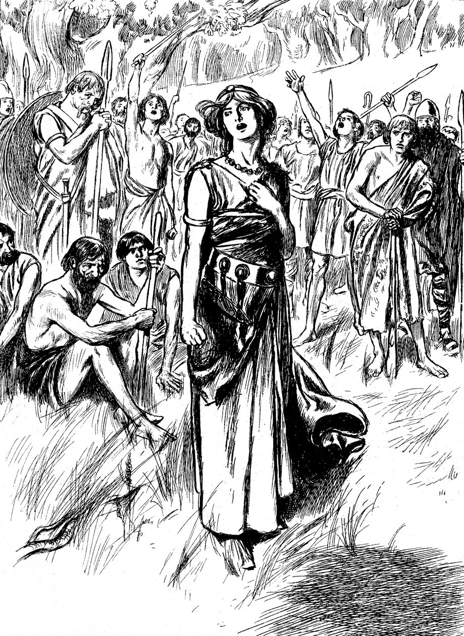 Boudicca Boadicée, reine britannique du 1er siècle, ralliant ses troupes, vers 1900 - Unbekannt