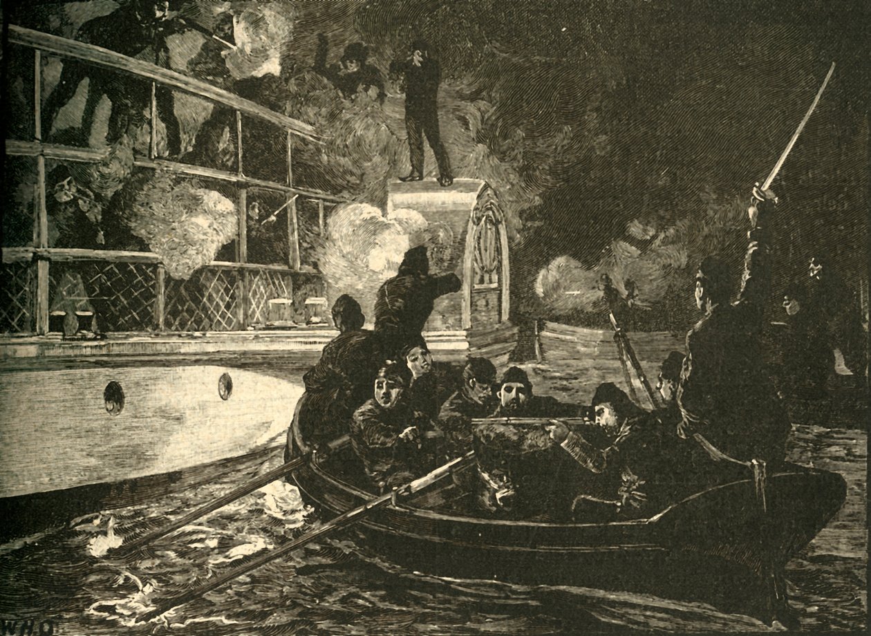 Les forces britanniques capturant le navire rebelle canadien Caroline sur la rivière Niagara - Unbekannt