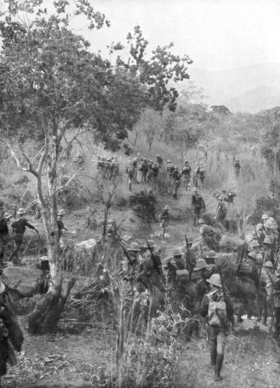 Troupes britanniques dans la brousse aux frontières de l