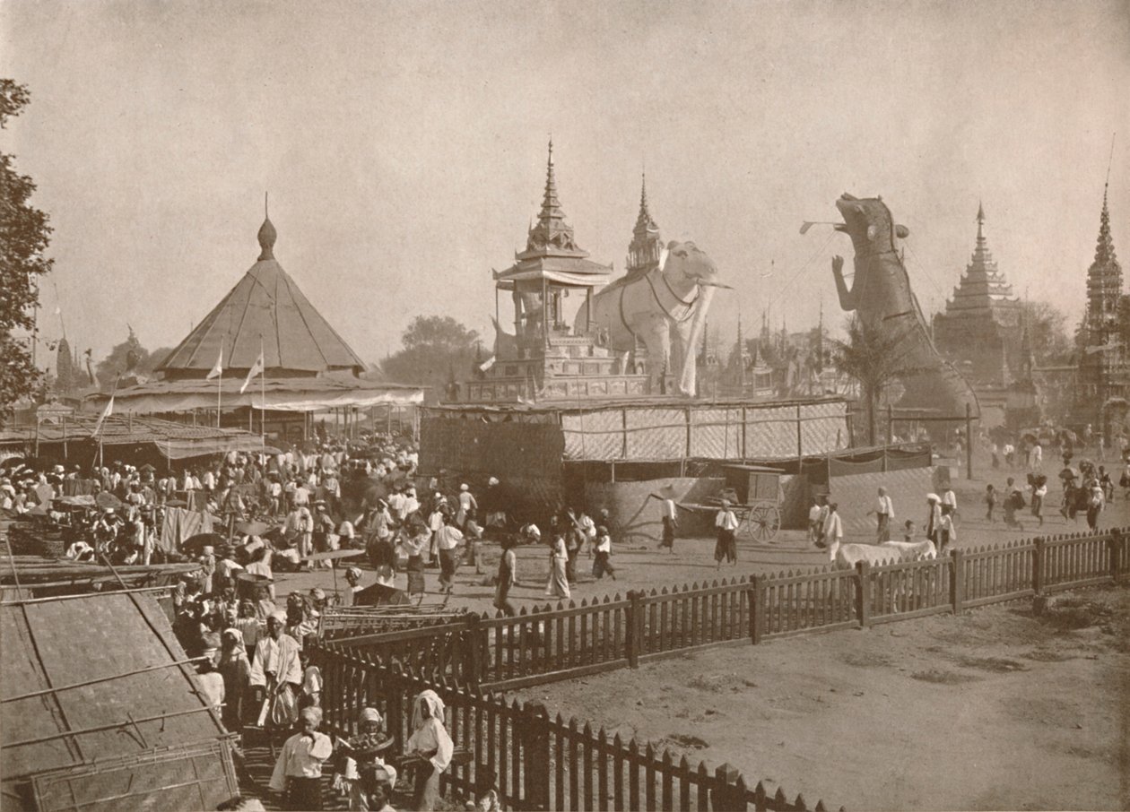 Scène de crémation bouddhiste. - Un Phoongyi-byan, 1900 - Unbekannt