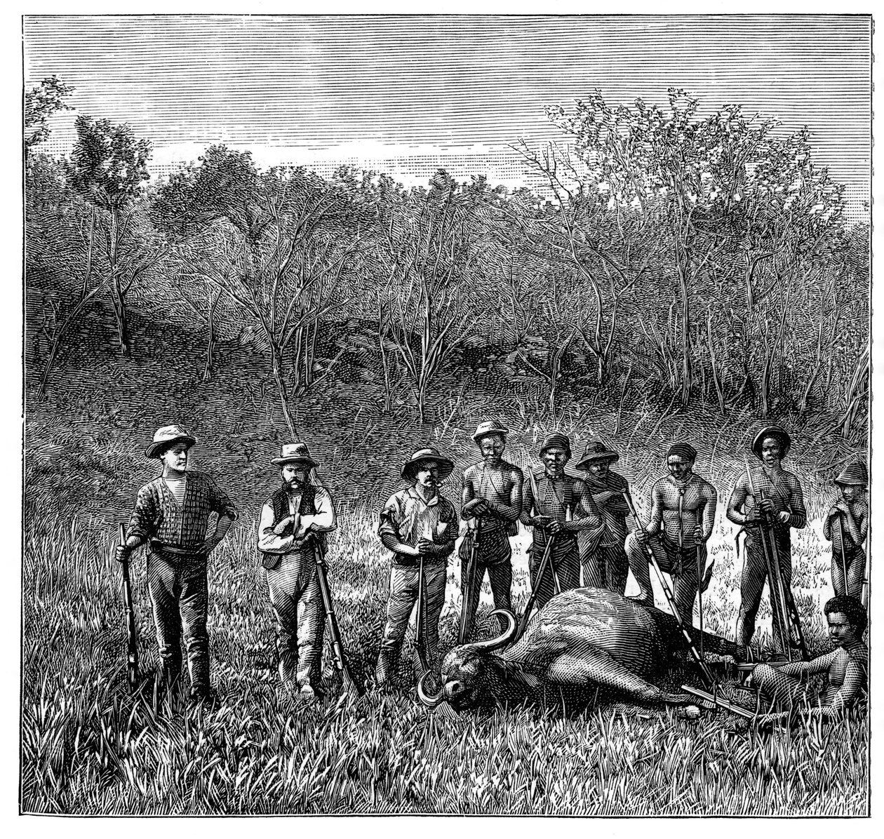 Chasseurs de buffles au Transvaal, Afrique du Sud, vers 1890 - Unbekannt