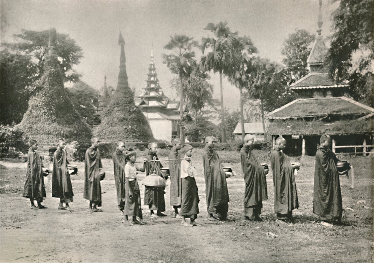 Phoongyies birmans collectant des aumônes, 1900 - Unbekannt