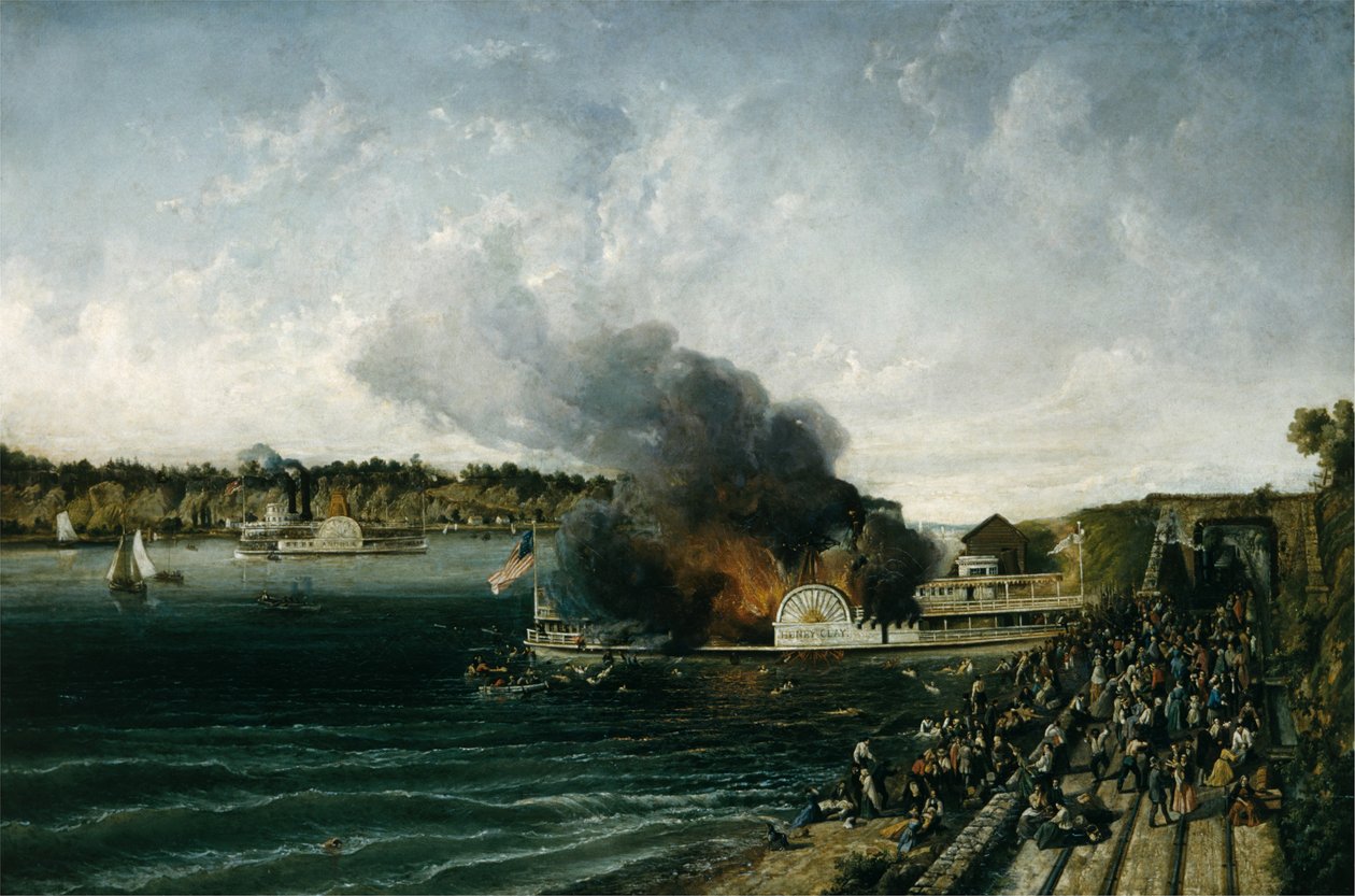 Incendie du Sidewheeler Henry Clay, vers 1854-60 - Unbekannt