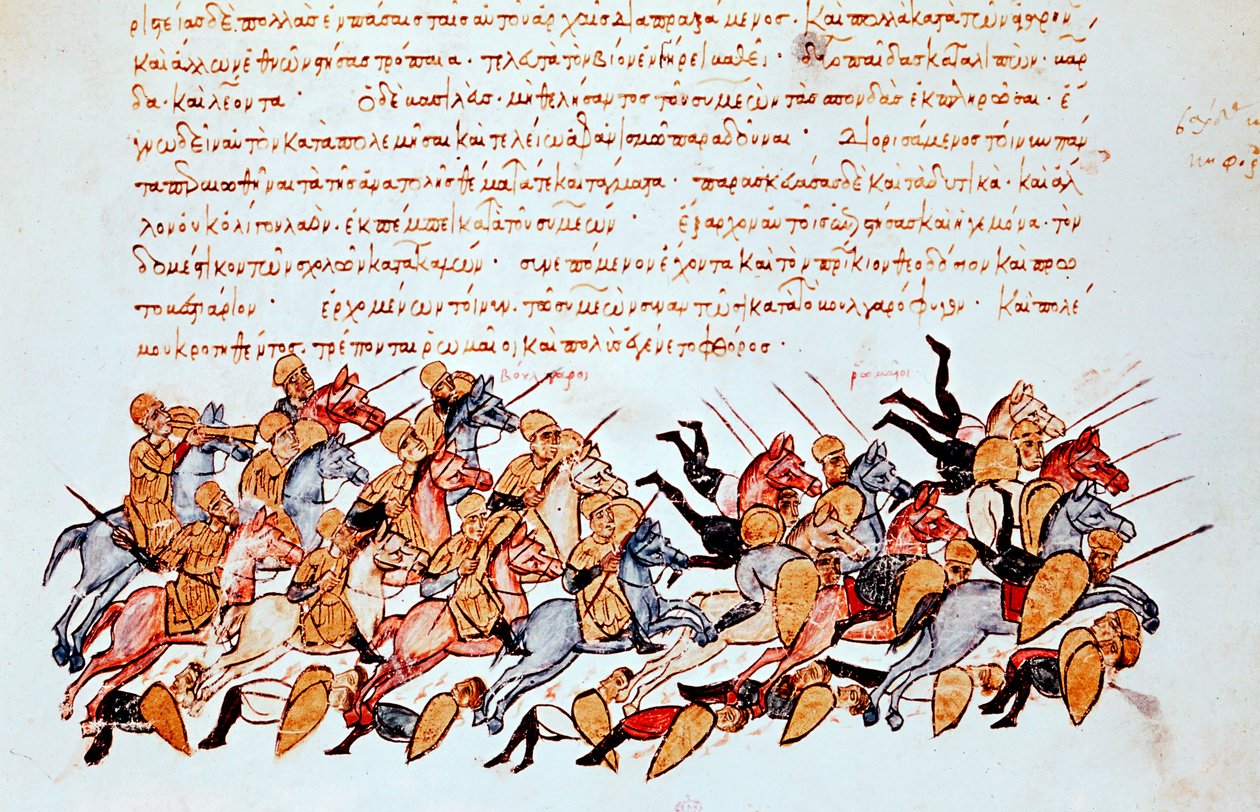 Cavaliers byzantins submergeant des cavaliers et des fantassins ennemis - Unbekannt