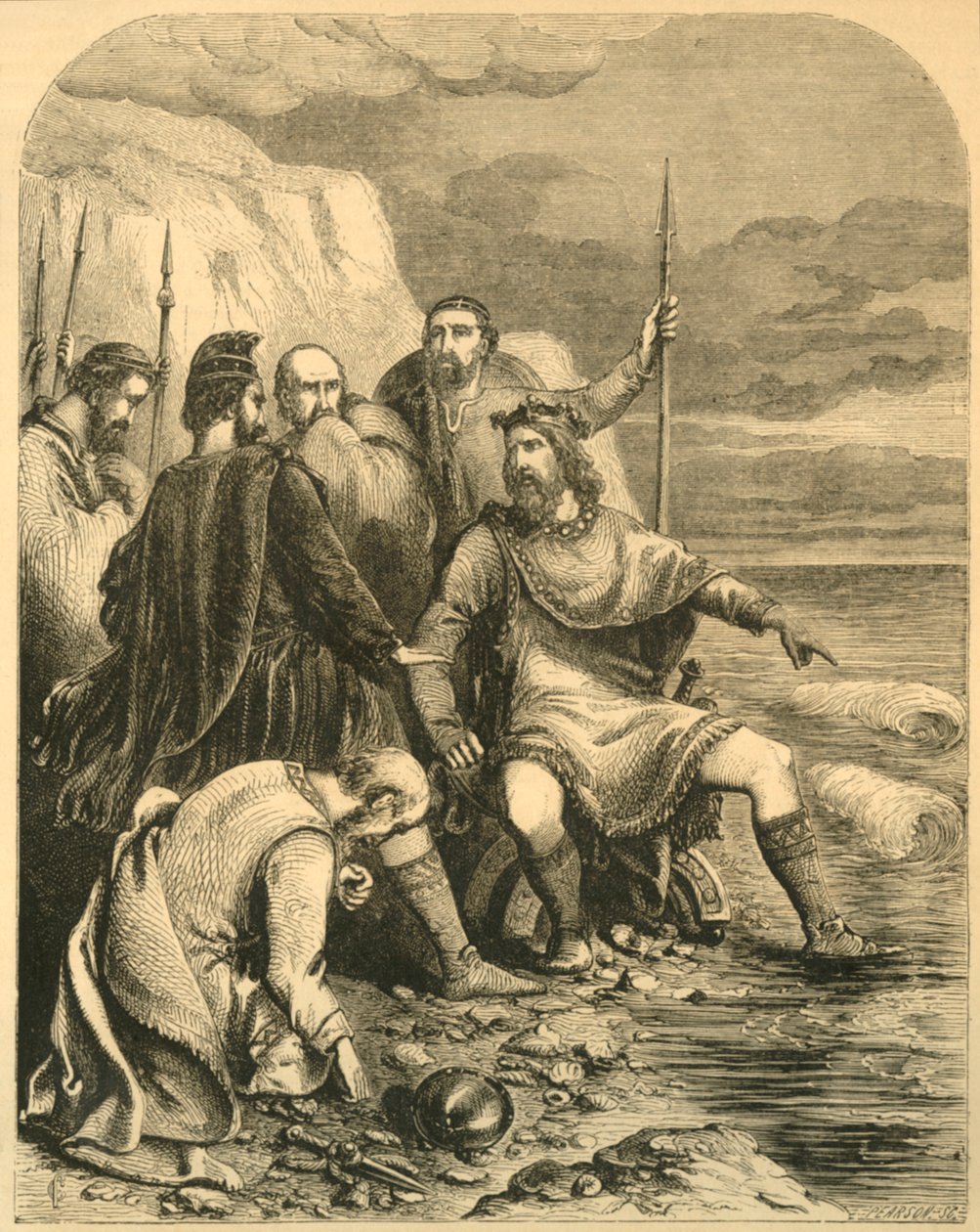 Canute réprimandant la flatterie de ses courtisans, vers 1890 - Unbekannt