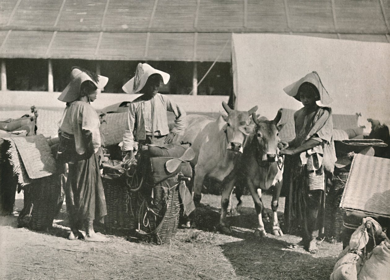Scène de caravane avec des Shans à Bhamo, 1900 - Unbekannt