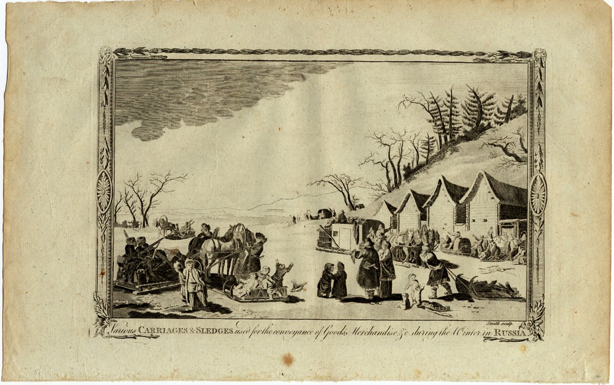 Voitures et traîneaux pendant l