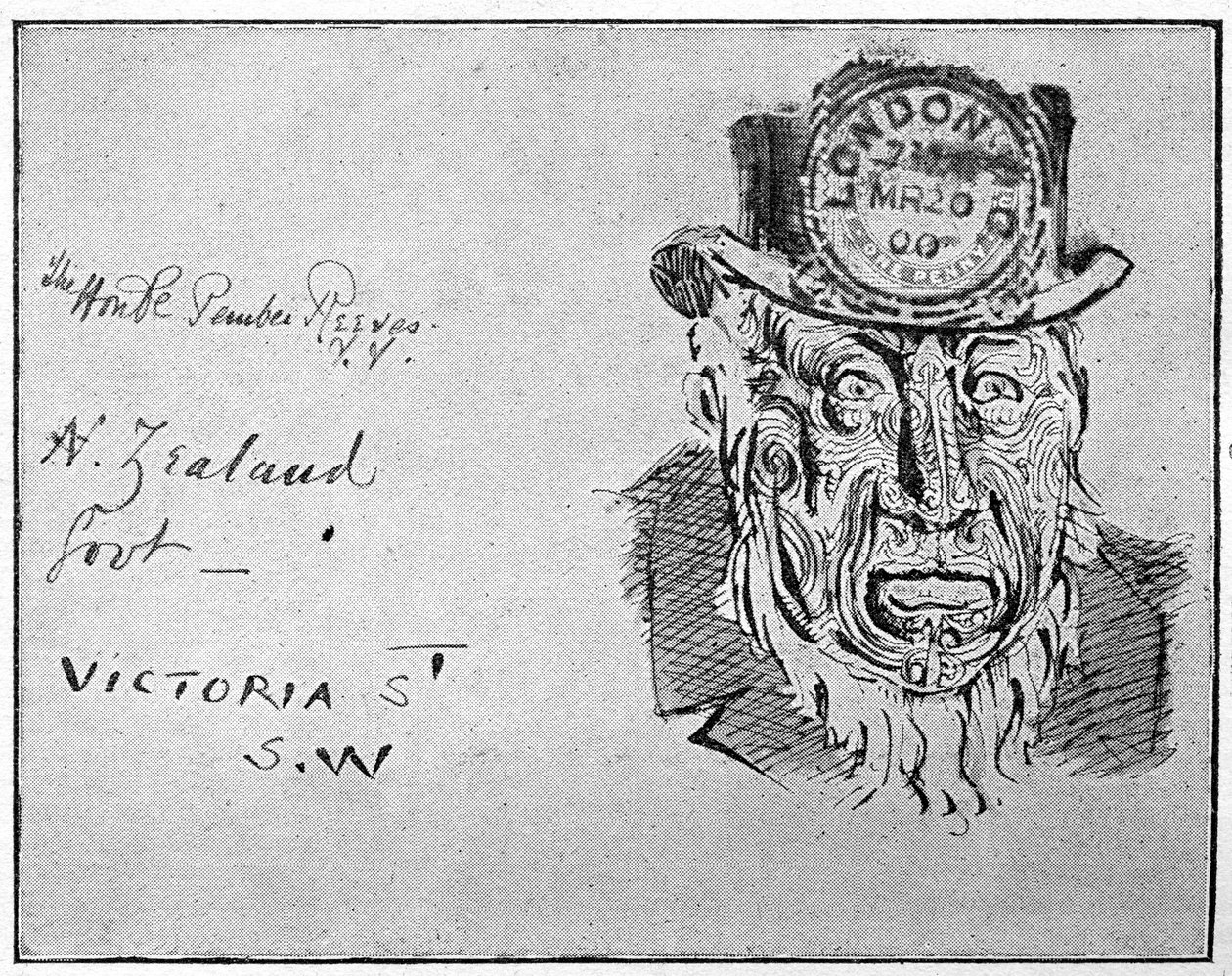 Caricature représentant le chef boer Paul Kruger en Maori - Unbekannt