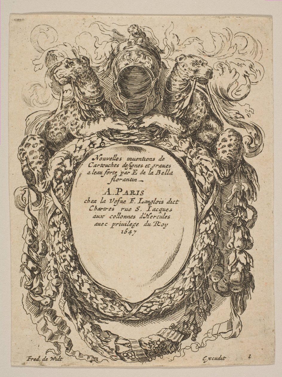 Cartouche avec titre : Nouvelles inventions de Cartouches, XVIIe siècle - Unbekannt