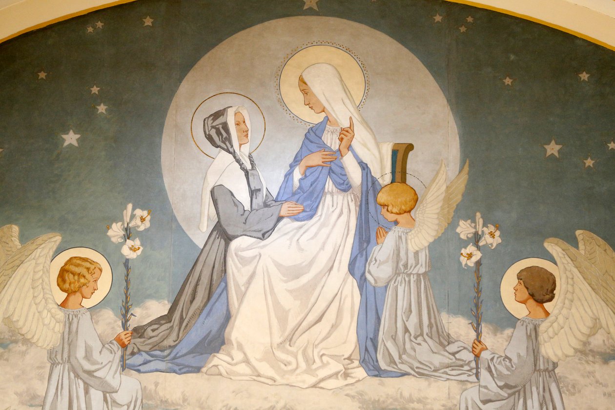 Catherine Labouré et la Vierge Marie. Fresque. Chapelle Notre-Dame de la Médaille Miraculeuse, Paris - Unbekannt