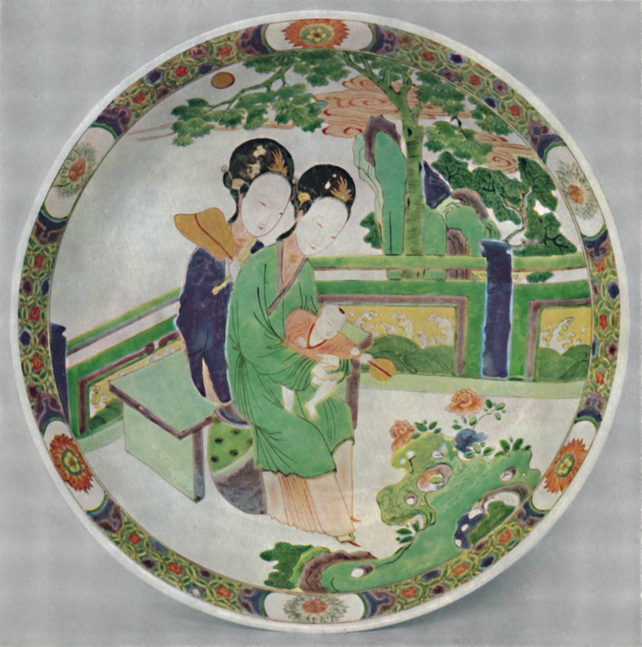 Plat en porcelaine chinoise, Famille Verte. Période de Kangxi, 1662-1722, 1928 - Unbekannt