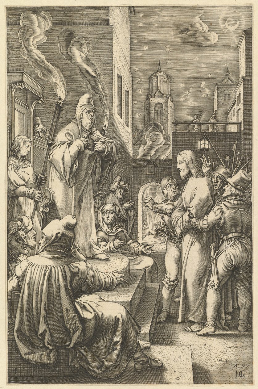 Le Christ devant Caïphe, de La Passion du Christ, vers 1598-1617 - Unbekannt