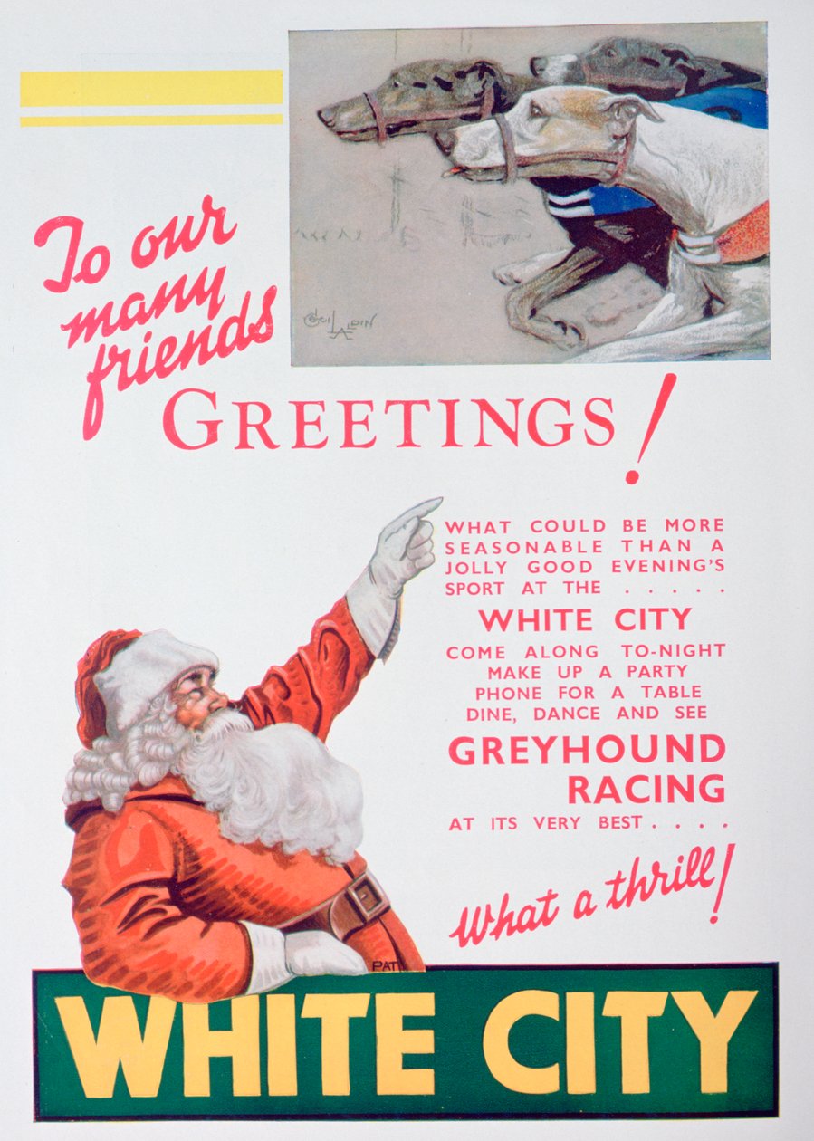 Publicité de Noël pour la piste de lévriers de White City, Londres - Unbekannt