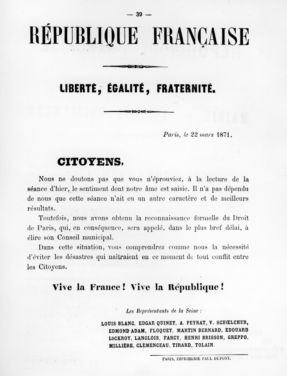 Citoyens, des affiches politiques françaises de la Commune de Paris, mai 1871 - Unbekannt