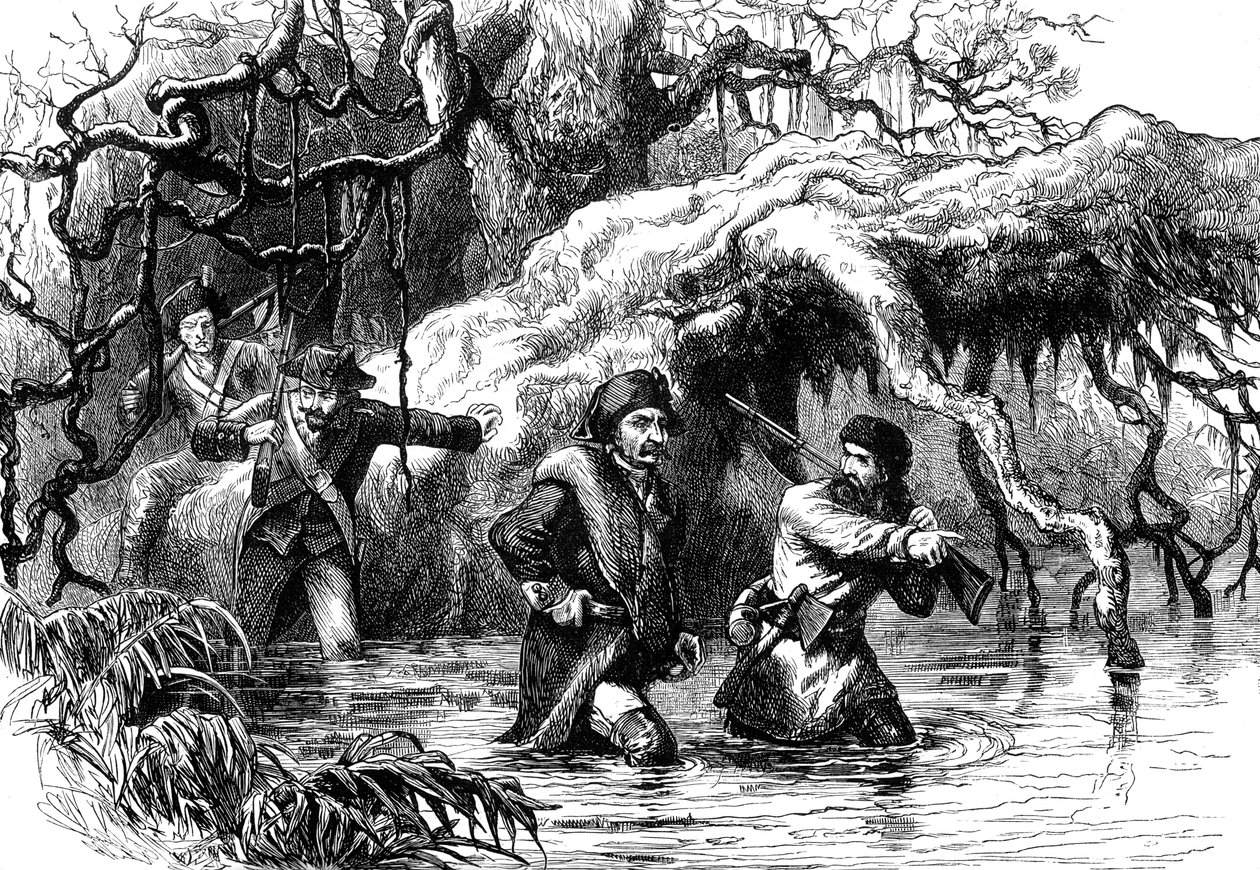 Clark et ses soldats traversant le Wabash, vers 1778-1779, vers 1880 - Unbekannt