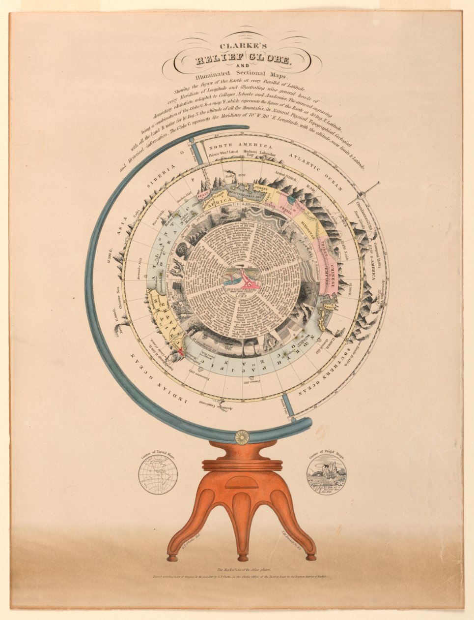Globe en relief de Clarke, 1849 - Unbekannt