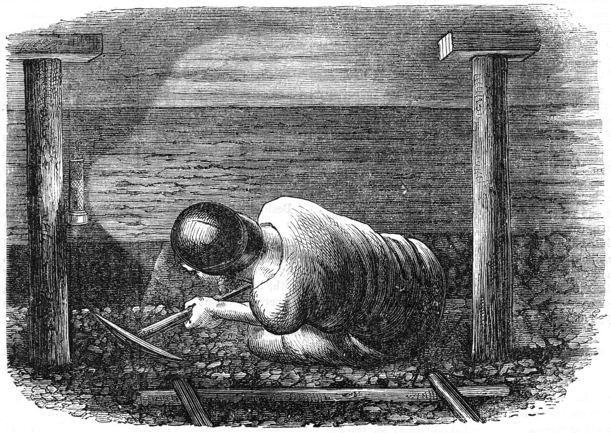 Mineur de charbon travaillant dans une veine étroite, vers 1864 - Unbekannt