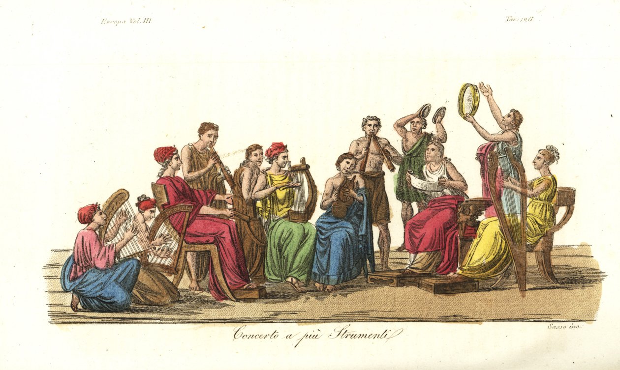 Concert avec de nombreux instruments, Grèce antique - Unbekannt