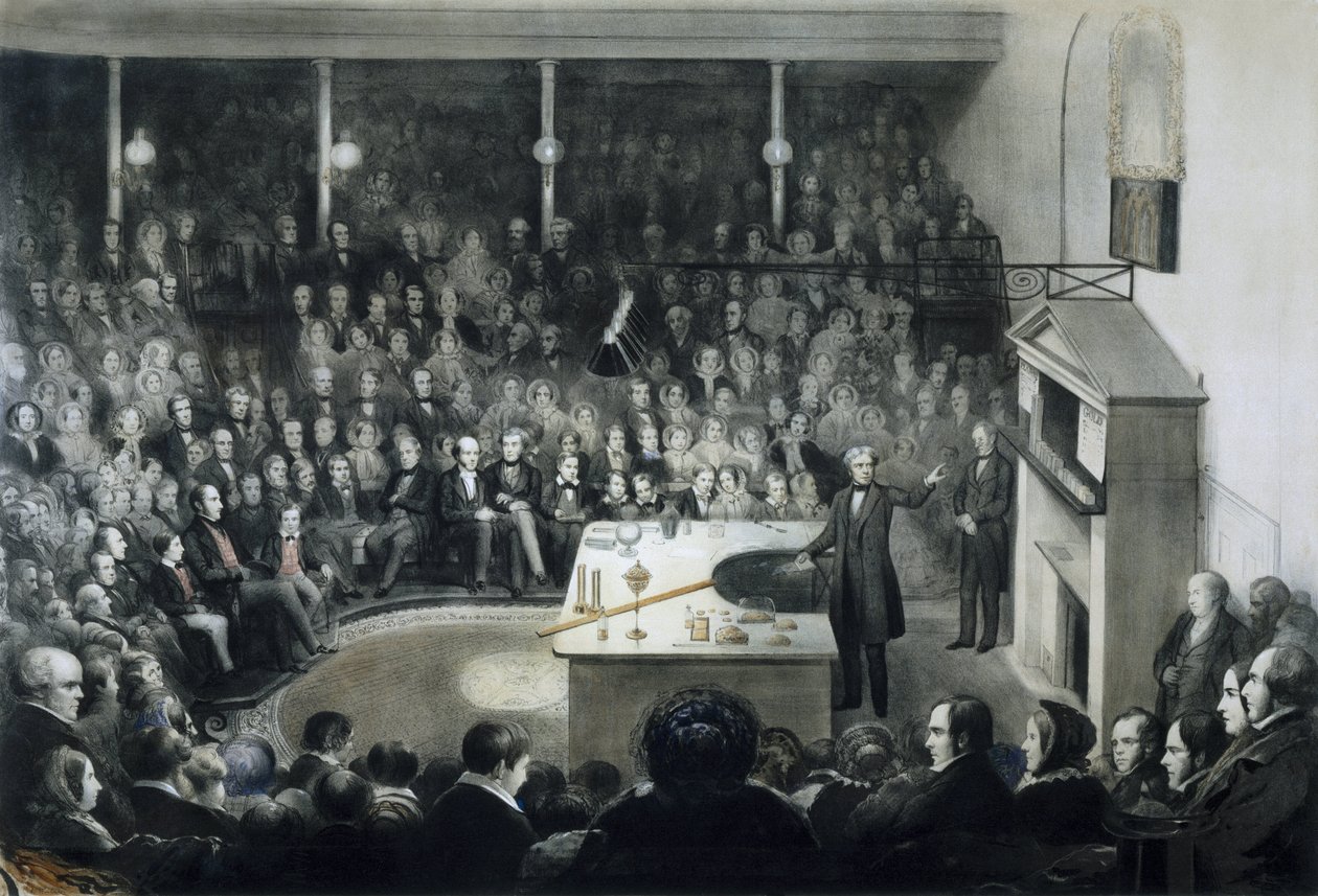 Conférence du physicien Michael Faraday (1791-1867) devant la Royal Institution de Londres le 27 décembre 1855 en présence du Prince Albert de Saxe-Cobourg-Gotha - Unbekannt