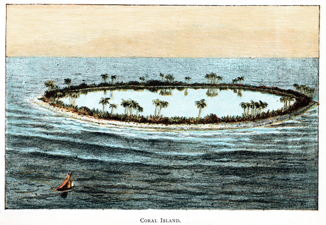 Récif corallien entourant un lagon - Unbekannt
