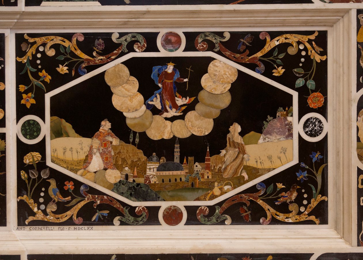 Corbarelli, église Sainte-Corona, travail de marqueterie en pierre - Unbekannt