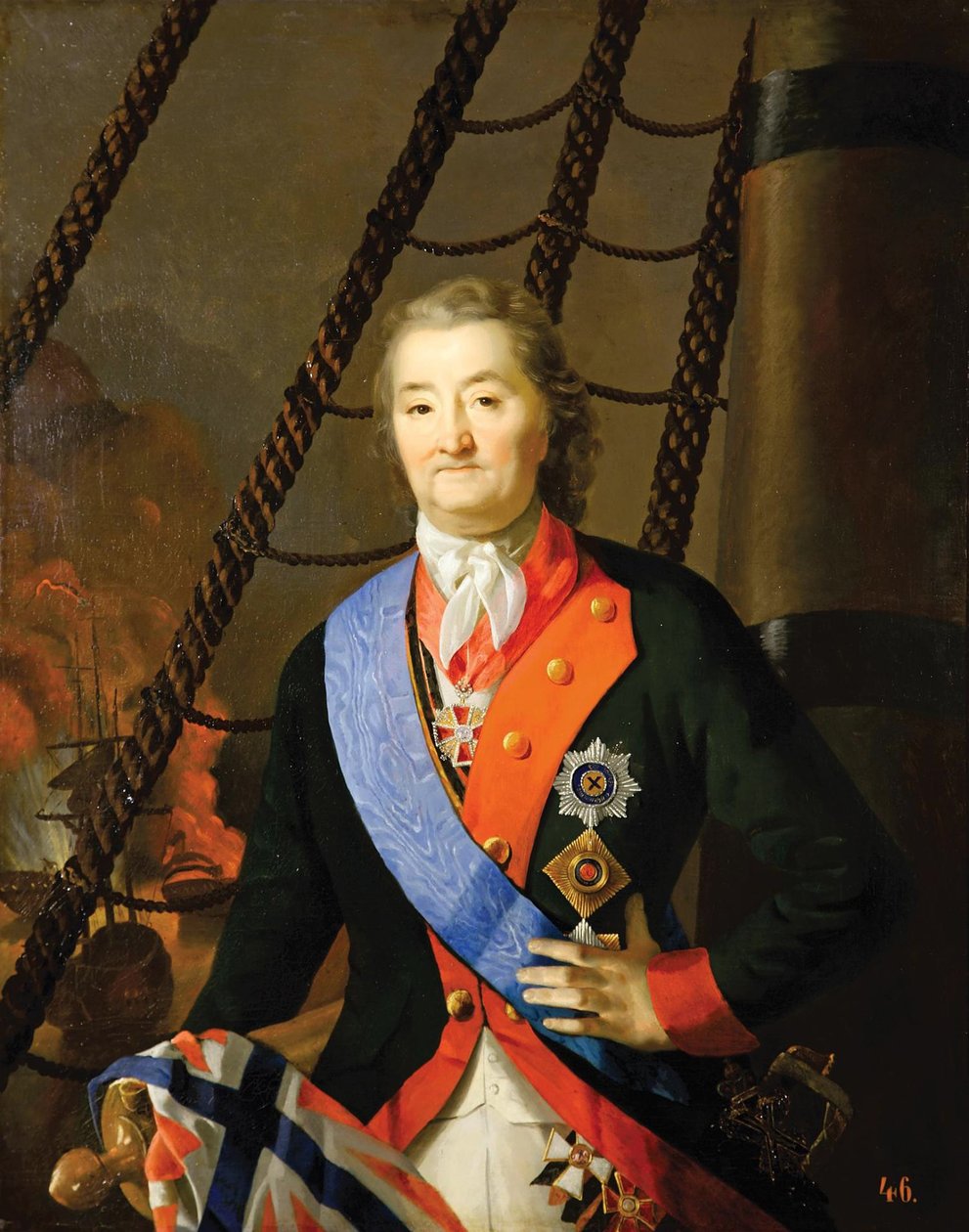 Comte Alexey Grigoryevich Orlov à la bataille de Chesma, XIXe siècle - Unbekannt