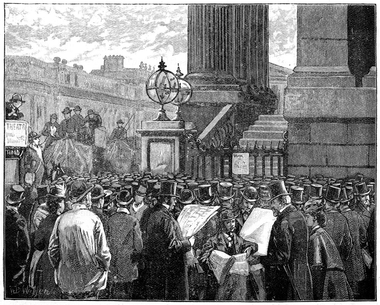 Foule à Mansion House lisant les bulletins de la maladie du Prince de Galles, 1871 - Unbekannt