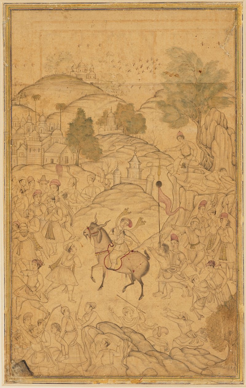 Scène de foule avec figure montée, 16ème siècle - Unbekannt