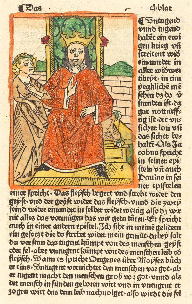 Homme couronné sur un trône avec la Vierge debout à gauche, vers 1479 - Unbekannt