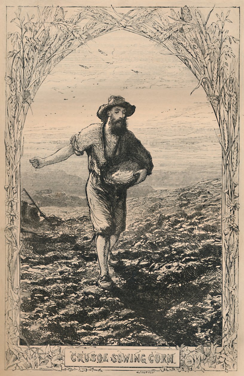 Crusoe semant du maïs, vers 1870 - Unbekannt