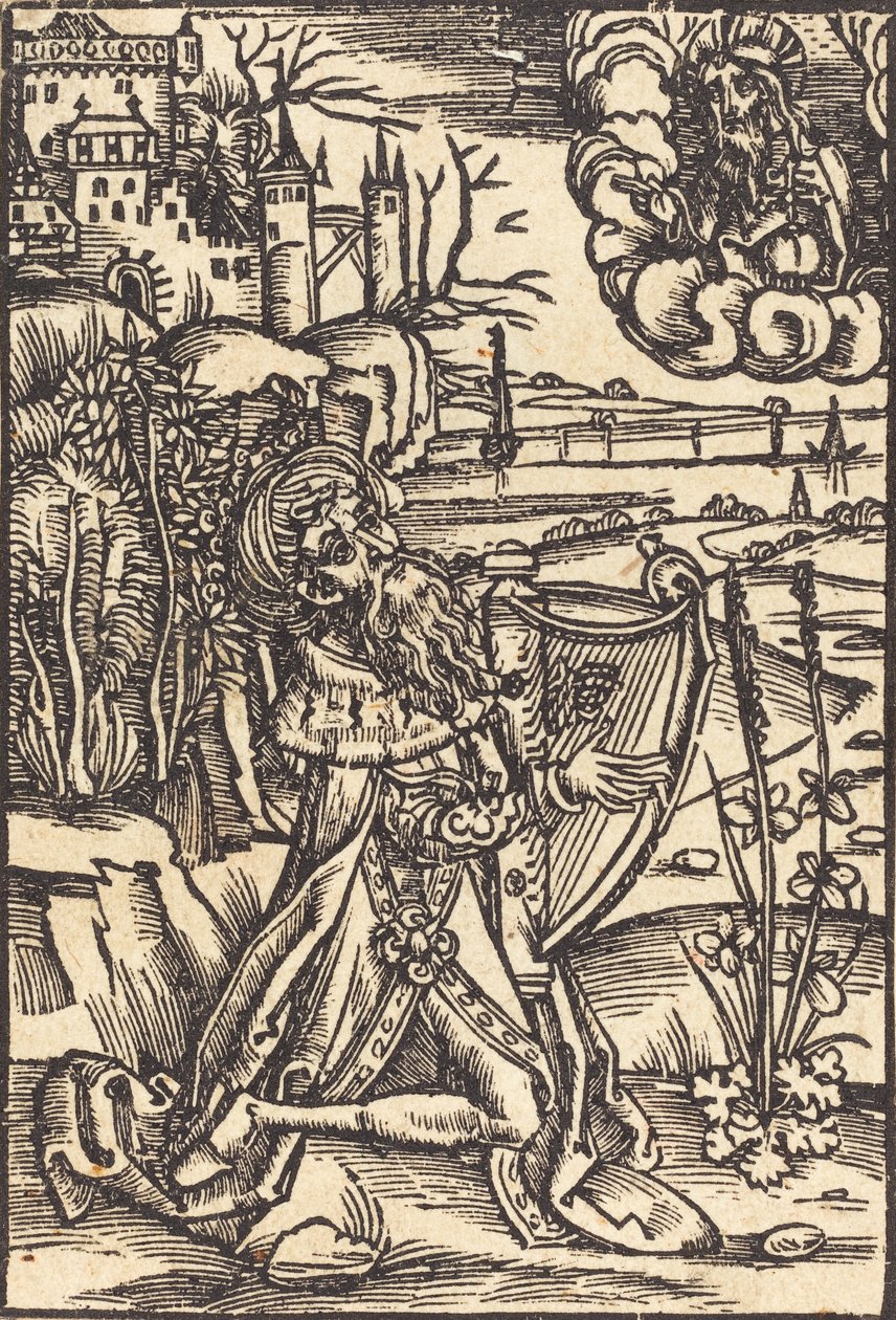 David jouant de la harpe, vers 1500 - Unbekannt